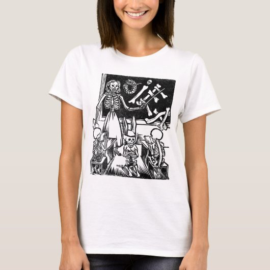 Skeleton leraar en studenten "Dag van de dood" T-shirt (Voorkant)