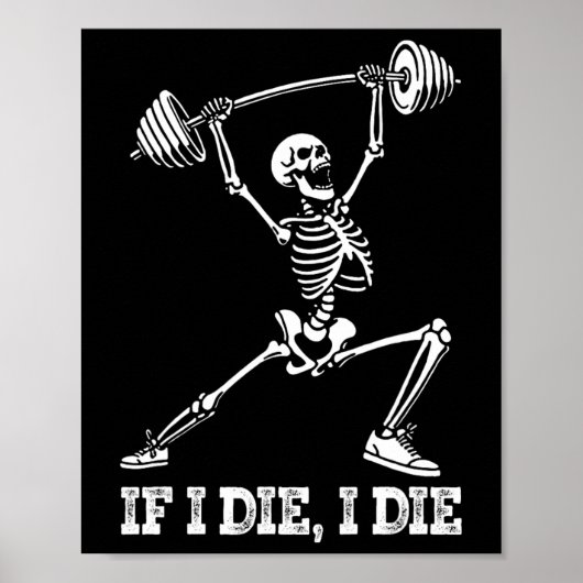 Skeleton Lifting Gewichten Workout Gym Lover - Als Poster (Voorkant)