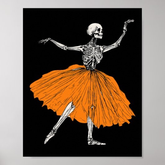 Skeleton Llerina Dance Tutu Spooky Llet Dancer Hal Poster (Voorkant)