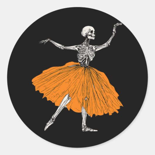 Skeleton Llerina Dance Tutu Spooky Llet Dancer Hal Ronde Sticker (Voorkant)