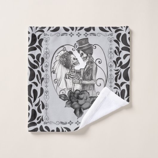 Skeleton Love Couple Marriage Dance Bad Handdoek (Wasdoekje)