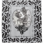Skeleton Love Couple Marriage Dance Douchegordijn (Voorkant)