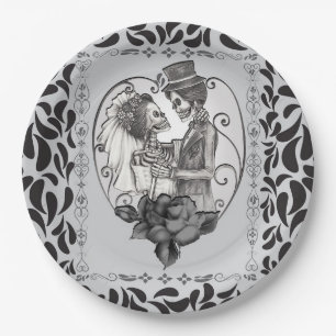 Skeleton Love Couple Marriage Dance Gothic Wedding Papieren Bordje