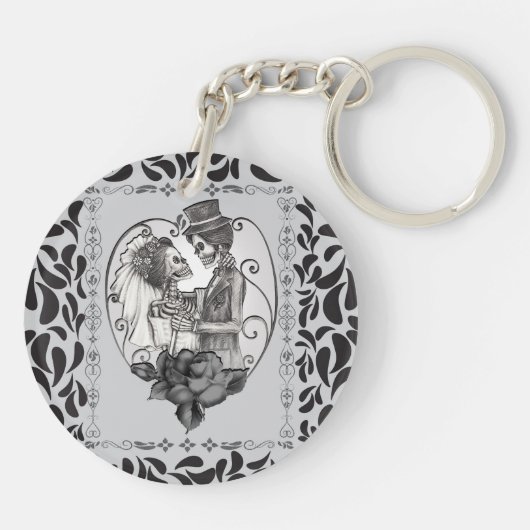 Skeleton Love Couple Marriage Dance Sleutelhanger (Achterkant)