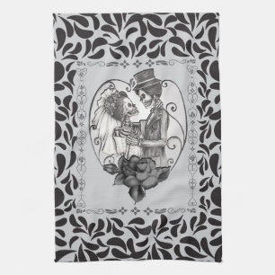 Skeleton Love Couple Marriage Dance Theedoek