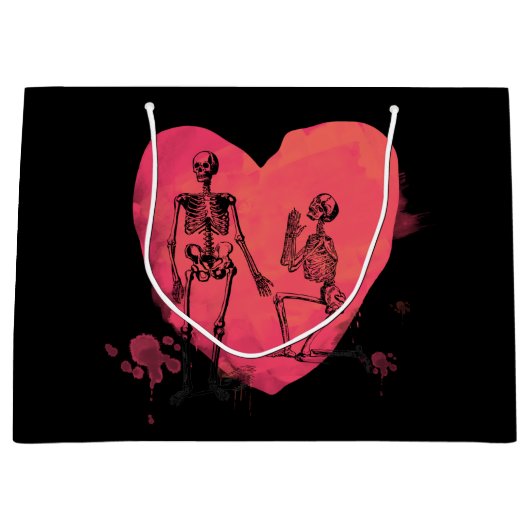 Skeleton Love Waterverf Heart Groot Cadeauzakje (Voorkant)
