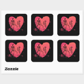 Skeleton Love Waterverf Heart Vierkante Sticker (Vel)