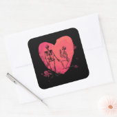 Skeleton Love Waterverf Heart Vierkante Sticker (Envelop)