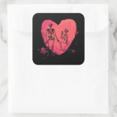 Skeleton Love Waterverf Heart Vierkante Sticker (Tas)