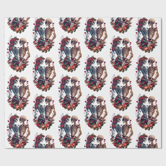 Skeleton Lovers Cadeaupapier (Vlak)