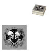 Skeleton Lovers Wood Art Stamp Rubberstempel (Gestempeld)