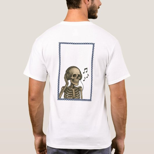  Skeleton Luisteren naar Muziek T-Shirt (Achterkant)