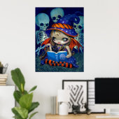 Skeleton Magic ART PRINT Halloween Witch Firy (Thuiskantoor)