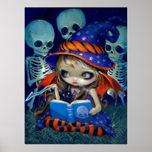 Skeleton Magic ART PRINT Halloween Witch Firy