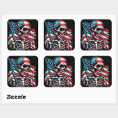 Skeleton Man gehavend Amerikaanse vlag patriottisc Vierkante Sticker (Vel)
