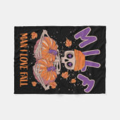 Skeleton Man Ik hou van Herfst Fun Skeleton Pumpki Fleece Deken (Voorkant (Horizontaal))