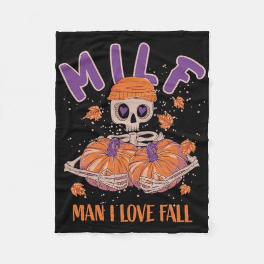 Skeleton Man Ik hou van Herfst Fun Skeleton Pumpki Fleece Deken (Voorkant)