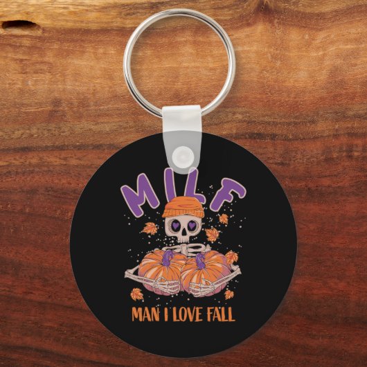 Skeleton Man Ik hou van Herfst Fun Skeleton Pumpki Sleutelhanger (Voorkant)