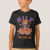 Skeleton Man Ik hou van Herfst Fun Skeleton Pumpki T-shirt (Voorkant)