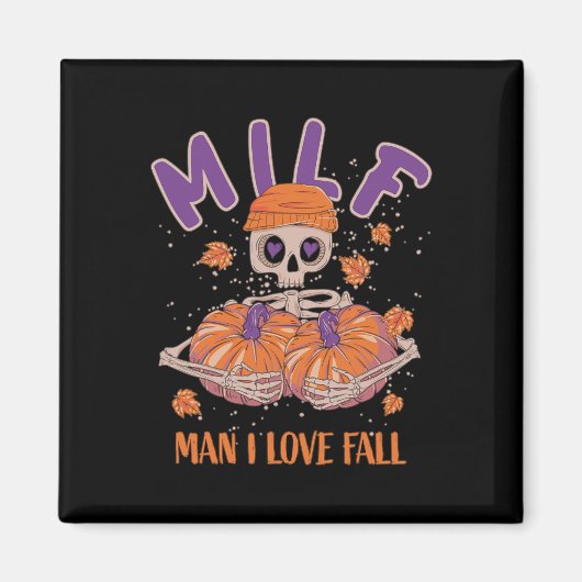 Skeleton Man Ik hou van Herfst Funny Skeleton Pomp Magneet (Voorkant)