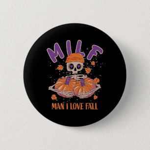 Skeleton Man Ik hou van Herfst Funny Skeleton Pomp Ronde Button 5,7 Cm