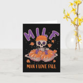 Skeleton Man Ik hou van herfst plezier Skeleton Po Kaart (Gele Bloem)