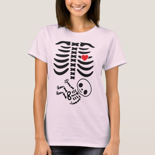 Skeleton Maternity Halloween T-shirt Grappig Zwang (Voorkant)