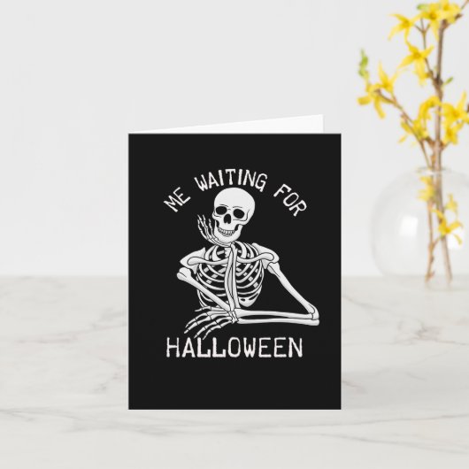 Skeleton me wachten op Halloween Kaart (Gele Bloem)