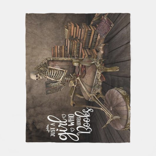 Skeleton Meisje Boek Liefhebber Fleece Deken (Voorkant)