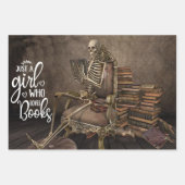 Skeleton Meisje Boek Liefhebber Inpakpapier Vel (Voorkant 2)