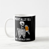 Skeleton Mentally Ill Totally Chill Funny Retro Ha Koffiemok (Links)