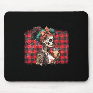 Skeleton Messy Bun Koffie Grappig Kostuum Mama Vro Muismat