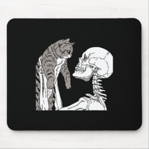 Skeleton met een kat Lazy Halloween Costume Skul Muismat