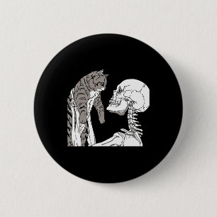 Skeleton met een kat Lazy Halloween Costume Skul Ronde Button 5,7 Cm