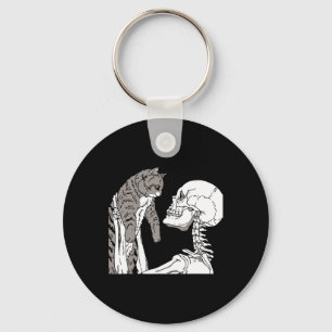 Skeleton met een kat Lazy Halloween Costume Skul Sleutelhanger