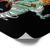 Skeleton met Jurassic Dinosaur Halloween grunge Poster (Hoek)