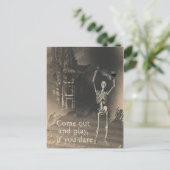 Skeleton met Violin Dares Je komt uit en speelt Briefkaart (Staand voorkant)