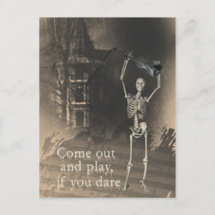 Skeleton met Violin Dares Je komt uit en speelt Briefkaart
