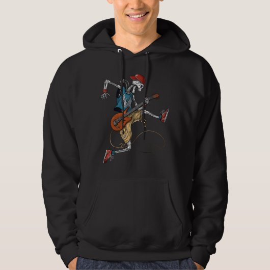 Skeleton Metal Guitarist Hoodie (Voorkant)