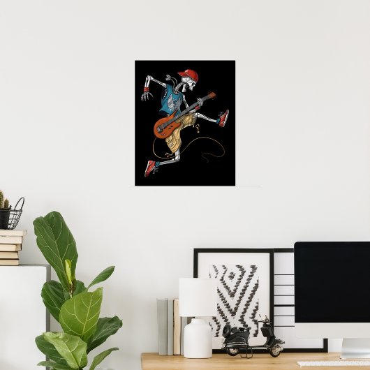 Skeleton Metal Guitarist Poster (Thuiskantoor)