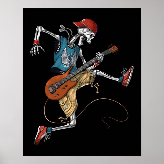 Skeleton Metal Guitarist Poster (Voorkant)