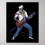 Skeleton Metal Music Guitarist Poster (Voorkant)