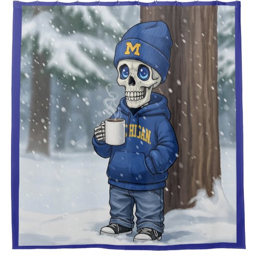 Skeleton Michigan Hoodie Edition Douchegordijn (Voorkant)