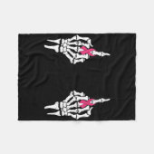 Skeleton Middengember roze lintborstkanker H Fleece Deken (Voorkant (Horizontaal))