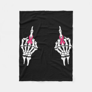 Skeleton Middengember roze lintborstkanker H Fleece Deken