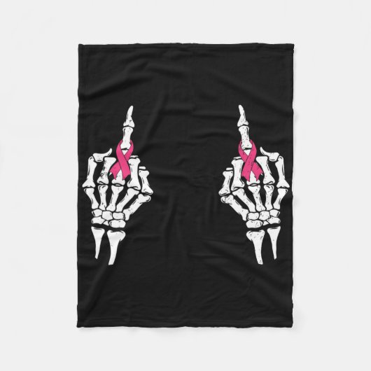 Skeleton Middengember roze lintborstkanker H Fleece Deken (Voorkant)