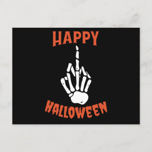 Skeleton Middle Finger Happy Halloween Briefkaart