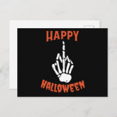 Skeleton Middle Finger Happy Halloween Briefkaart (Voorkant / Achterkant)