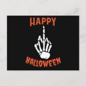 Skeleton Middle Finger Happy Halloween Briefkaart (Voorkant)