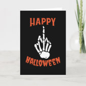 Skeleton Middle Finger Happy Halloween Kaart (Voorkant)